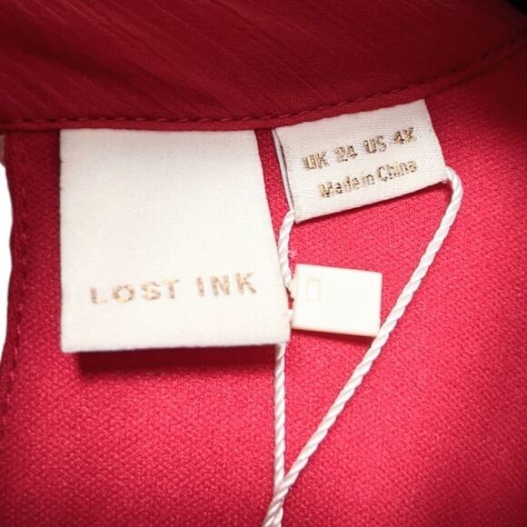 NWT LOST INK Pink Pleat Cuff Fit & Flare Dress 4X - Picture 6 of 11